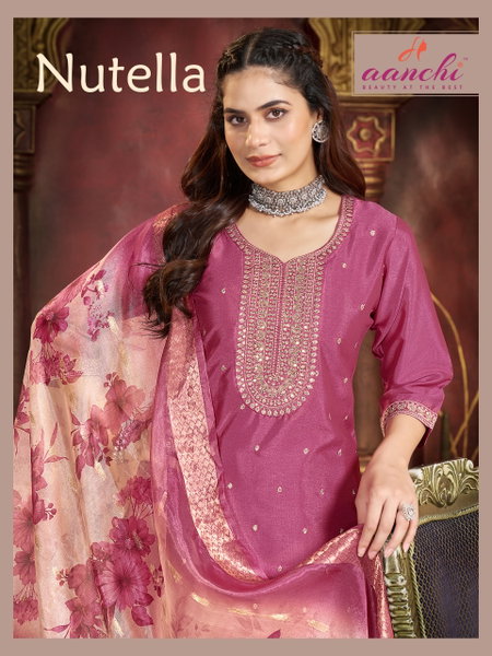 Nutella By Aanchi Crystal Silk Kurti With Bottom Dupatta Exporters In India